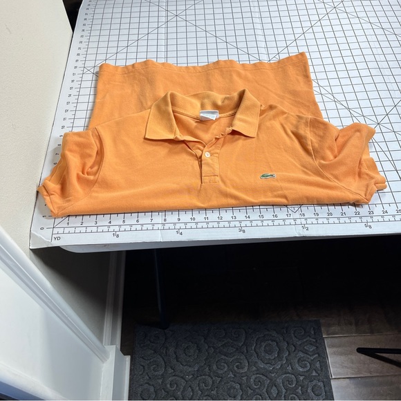 La Coste Mens Orange Polo Short Sleeve Sz 7 Slim Fit Embroidered Alligator Logo - Picture 6 of 6